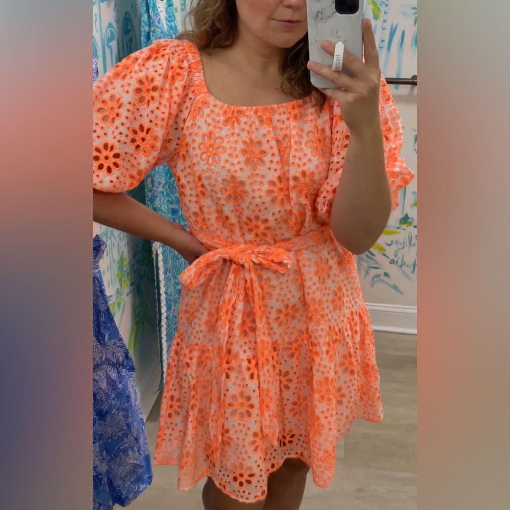 Lilly Pulitzer Kerrigan Eyelet Dress in Orange. Size XS